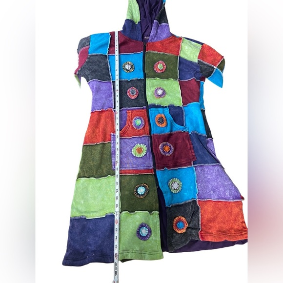 KPC Patchwork Colorful Boho Jacket With Hood - Picture 12 of 16